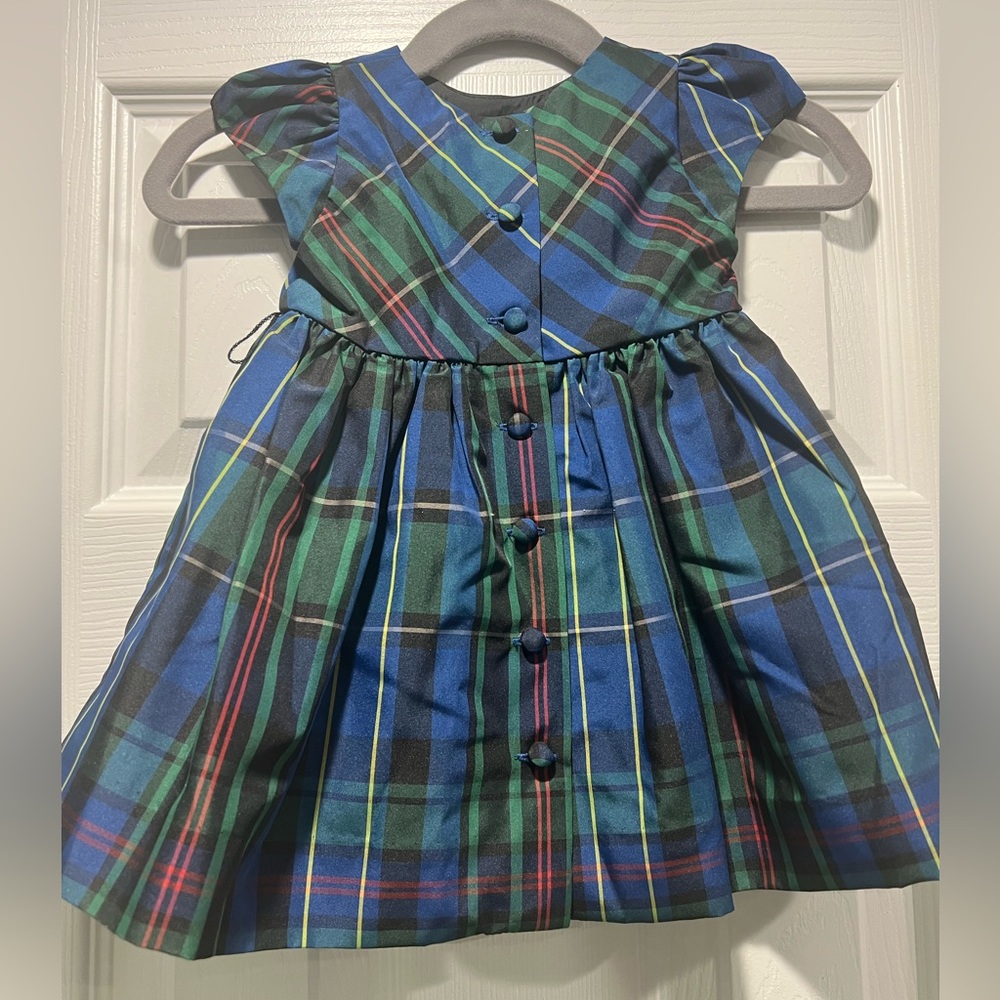NWT, Ralph Lauren, 6m, Plaid Dress in Blue and Green - Picture 2 of 4